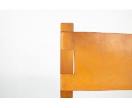Chairs in elm and leather edition Maison Regain 1980 set of 6