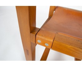 Chairs in elm and leather edition Maison Regain 1980 set of 6