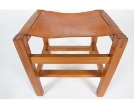 Chairs in elm and leather edition Maison Regain 1980 set of 6