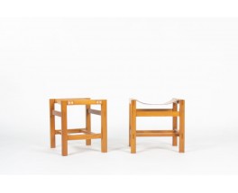 Chairs in elm and leather edition Maison Regain 1980 set of 6