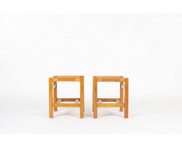 Chairs in elm and leather edition Maison Regain 1980 set of 6
