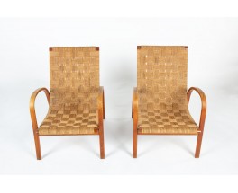 Luigi Ricci armchairs beech and rope 1950 set of 2