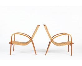 Fauteuils Luigi Ricci hêtre et corde 1950 set de 2