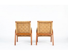 Fauteuils Luigi Ricci hêtre et corde 1950 set de 2