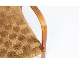 Luigi Ricci armchairs beech and rope 1950 set of 2