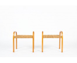 Fauteuils Luigi Ricci hêtre et corde 1950 set de 2