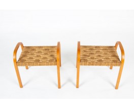 Fauteuils Luigi Ricci hêtre et corde 1950 set de 2