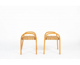 Fauteuils Luigi Ricci hêtre et corde 1950 set de 2