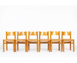Chaises Charlotte Perriand modèle Méribel édition Steph Simon 1950 set de 6