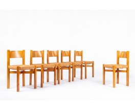 Charlotte Perriand chairs model Meribel edition Steph Simon 1950 set of 6