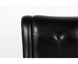 Fauteuil Marco Zanuso modele Regent en skai noir pieds bois edition Arflex 1960