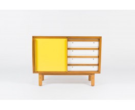 Commode Andre Sornay laque blanche et jaune 1950