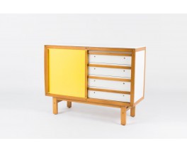 Commode Andre Sornay laque blanche et jaune 1950