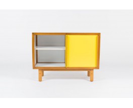 Commode Andre Sornay laque blanche et jaune 1950