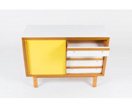 Commode Andre Sornay laque blanche et jaune 1950