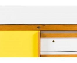 Commode Andre Sornay laque blanche et jaune 1950