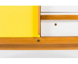 Commode Andre Sornay laque blanche et jaune 1950