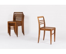 Chaises Rene Gabriel modele empilable en hetre massif 1950 set de 4