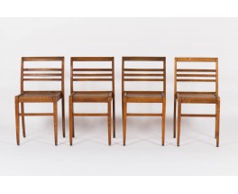 Chaises Rene Gabriel modele empilable en hetre massif 1950 set de 4