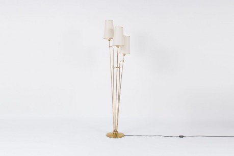 Lampadaire en laiton 3 bras 1950